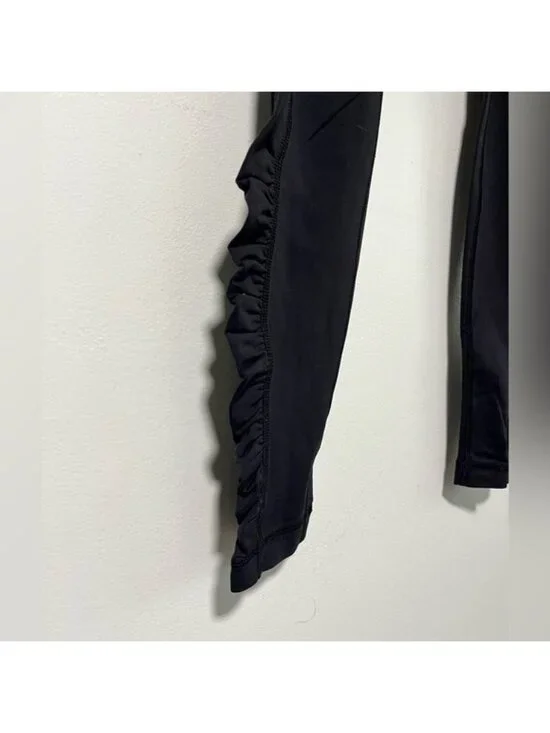 Lululemon Women’s Black High-Rise Leggings with Ruffle Detail - Size 2 - Picture 4 of 11